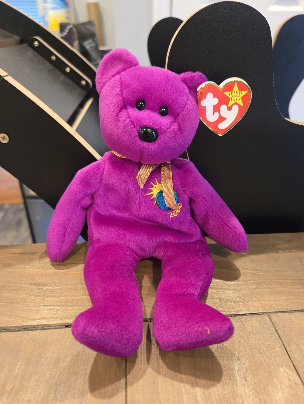 Ty Beanie Baby Magenta Millennium Plush Bear Vintage 1999
